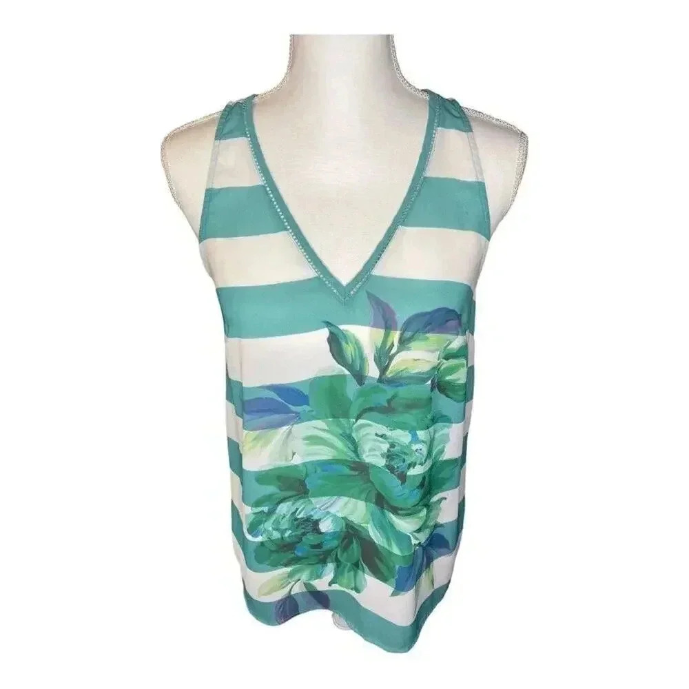 ELLE™ Striped High-Low Crepe Tank - Women's xs